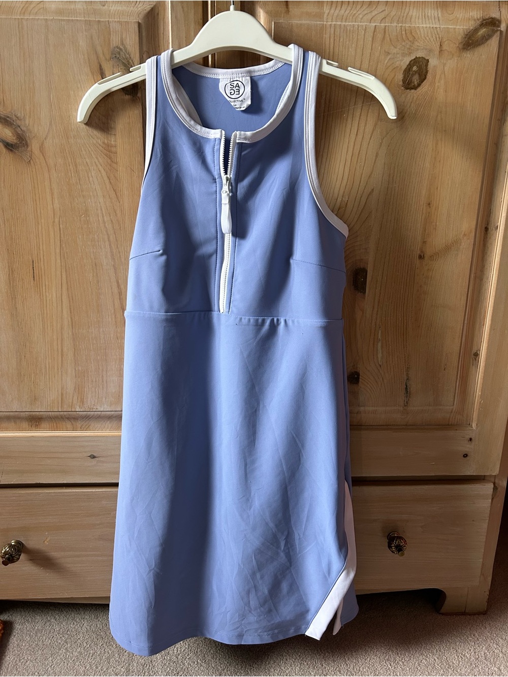 Sage Collection Baby Blue Tennis Pickleball Athletic Dress/Shorts with Front Zip